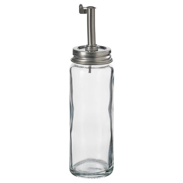 IKEA CITRONHAJ Oil/vinegar bottle clear glass/stainless steel 6 ¼ "