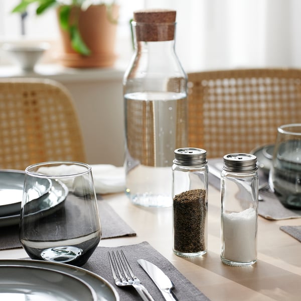 IKEA CITRONHAJ Salt And Pepper Shakers Clear Glass/stainless Steel 4 ¾ "