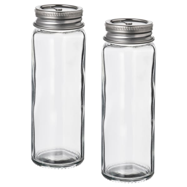IKEA CITRONHAJ Salt and pepper shakers clear glass/stainless steel 4 ¾ "