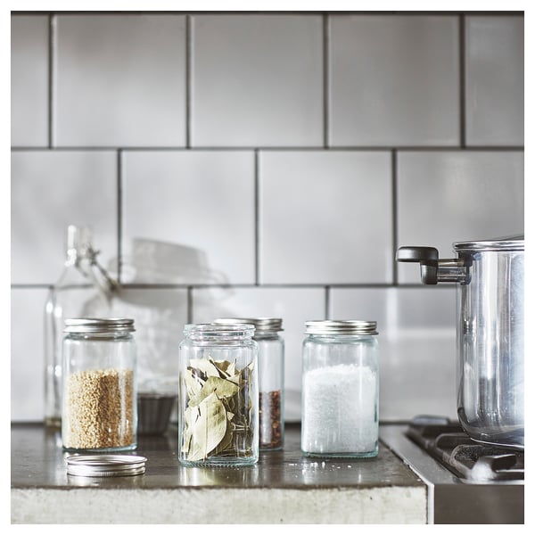 IKEA CITRONHAJ Spice Jar Clear Glass/stainless Steel 12 Oz