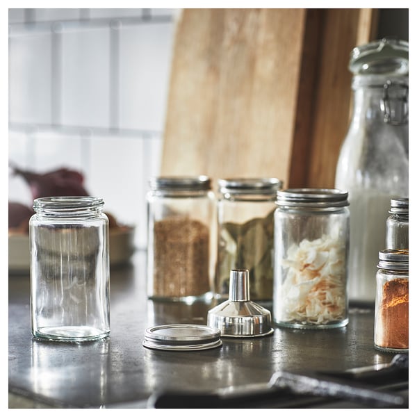 IKEA CITRONHAJ Spice Jar Clear Glass/stainless Steel 12 Oz