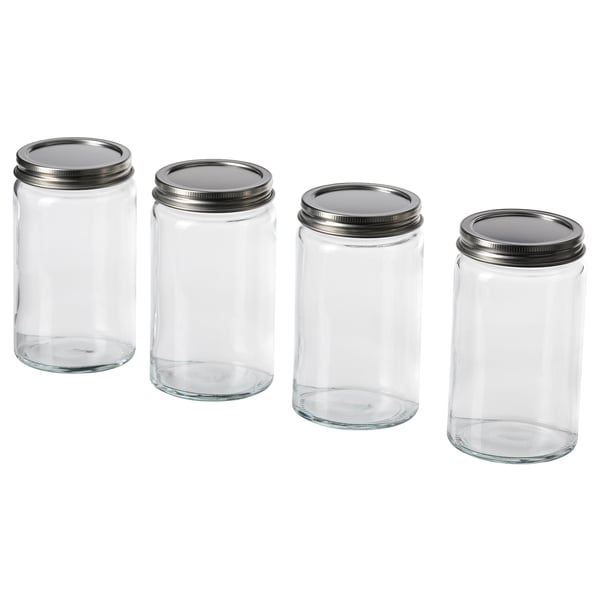 IKEA CITRONHAJ Spice jar clear glass/stainless steel 12 oz
