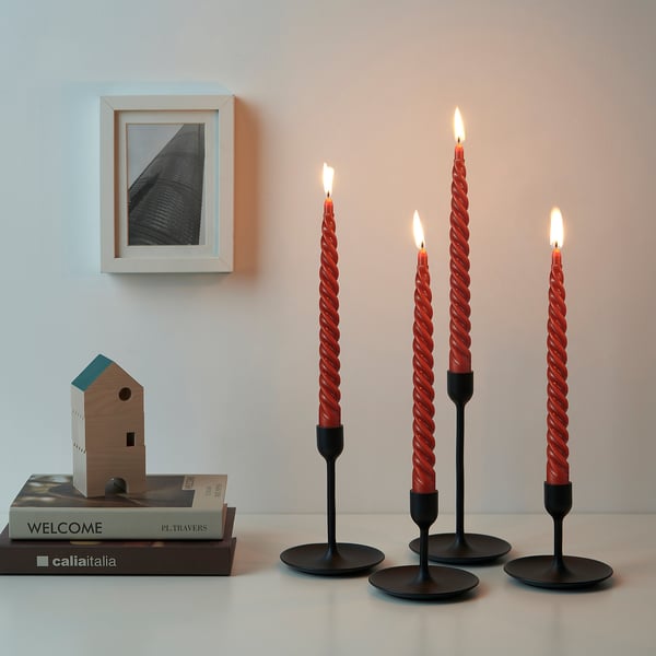 IKEA CONTORTATALL Unscented Chandelier Candle Twisted/brown-red 9 ¾ "