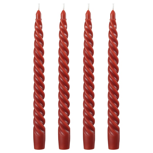 IKEA CONTORTATALL Unscented chandelier candle twisted/brown-red 9 ¾ "