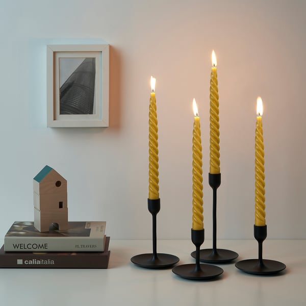 IKEA CONTORTATALL Unscented Chandelier Candle Twisted/dark Yellow 9 ¾ "