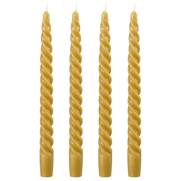 IKEA CONTORTATALL Unscented chandelier candle twisted/dark yellow 9 ¾ "