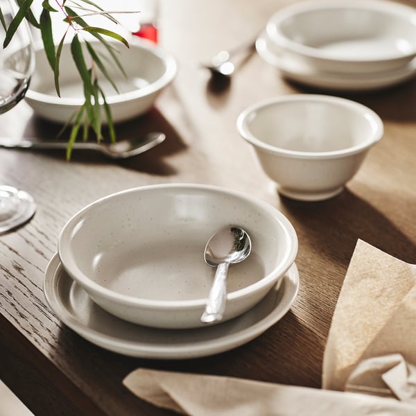 IKEA DAGGASTER Deep Plate/bowl Dotted/light Beige 7 ½ "