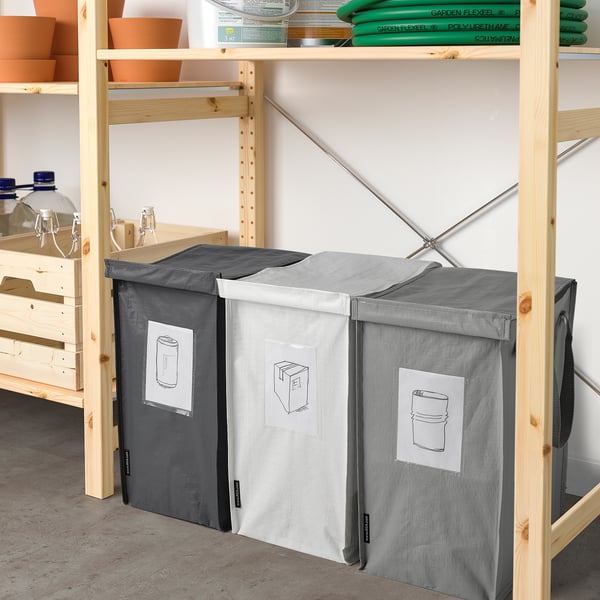 IKEA DIMPA Recycling Bag White/dark Gray/light Gray 8 5/8x13 3/4x17 3/4 "/9 Gallon