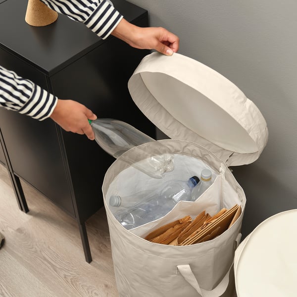 IKEA DIMPA Sorting Bag With Lid Light Grey-beige 1691 Oz