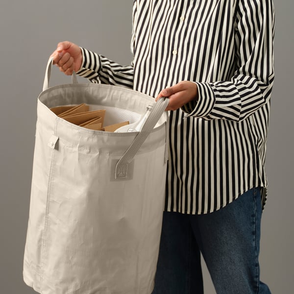 IKEA DIMPA Sorting Bag With Lid Light Grey-beige 1691 Oz