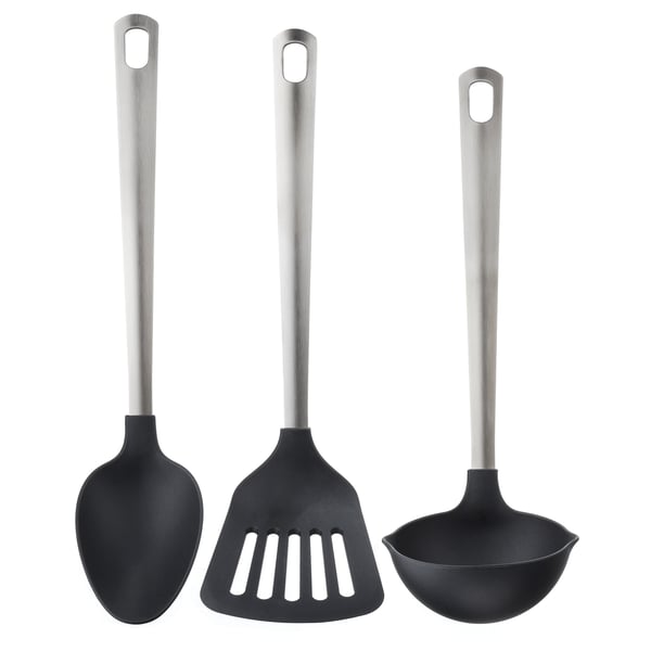 IKEA DIREKT 3-piece kitchen utensil set black/stainless steel