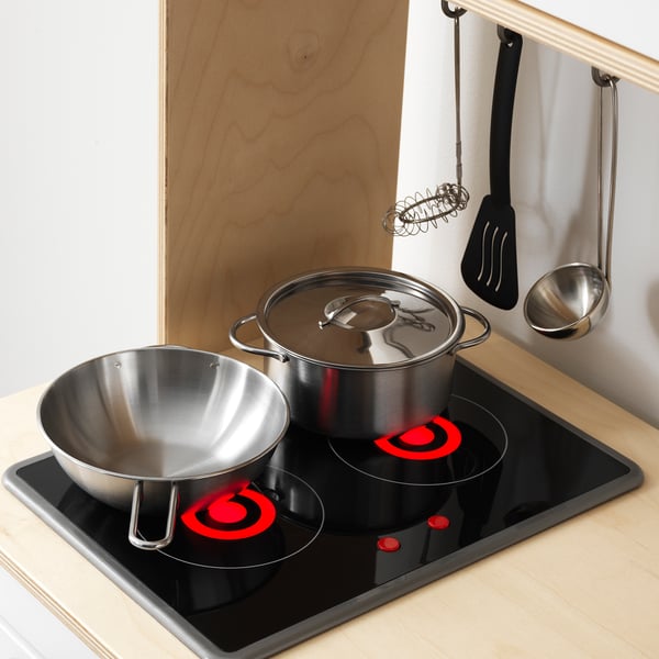 IKEA DUKTIG 5-piece Toy Cookware Set Stainless Steel Color