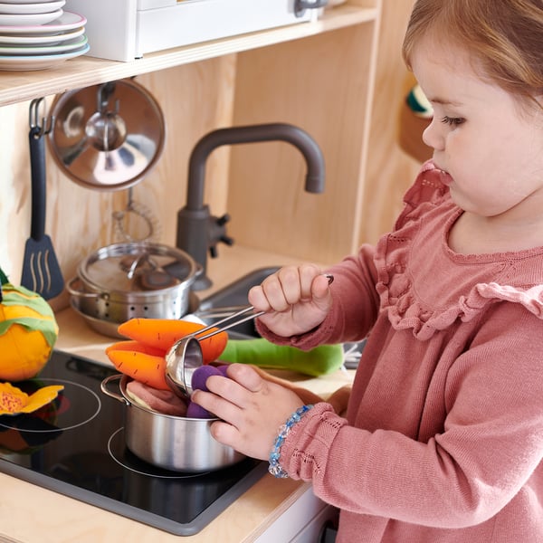 IKEA DUKTIG 5-piece Toy Cookware Set Stainless Steel Color