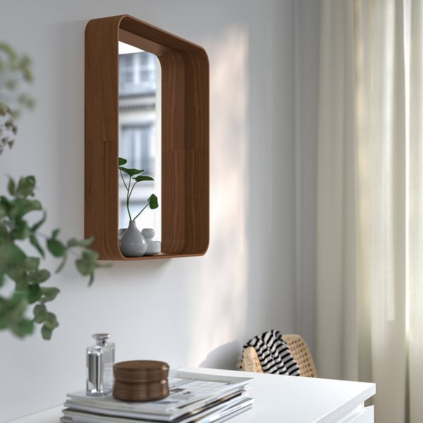 IKEA DVÄRGSYREN Mirror Walnut Veneer 15 ¾x19 ¾ "