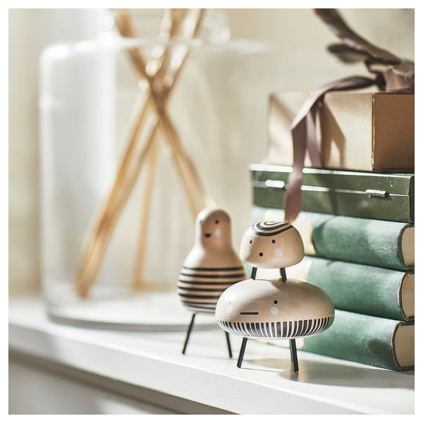 IKEA DVÄRGTALL Decorative Figure Set Of 3 Solid Wood/black