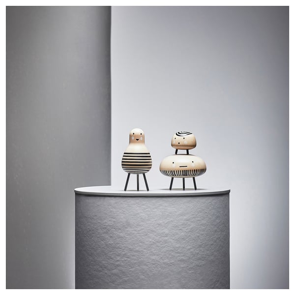 IKEA DVÄRGTALL Decorative Figure Set Of 3 Solid Wood/black