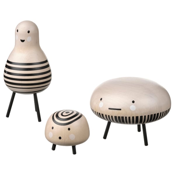 IKEA DVÄRGTALL Decorative figure set of 3 solid wood/black