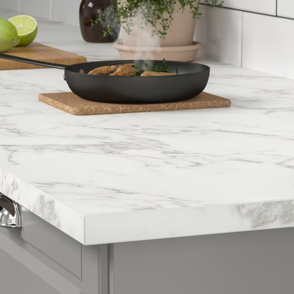 IKEA EKBACKEN Countertop For Kitchen Island White Lively Marble Effect/laminate 74x42x1 1/8 "