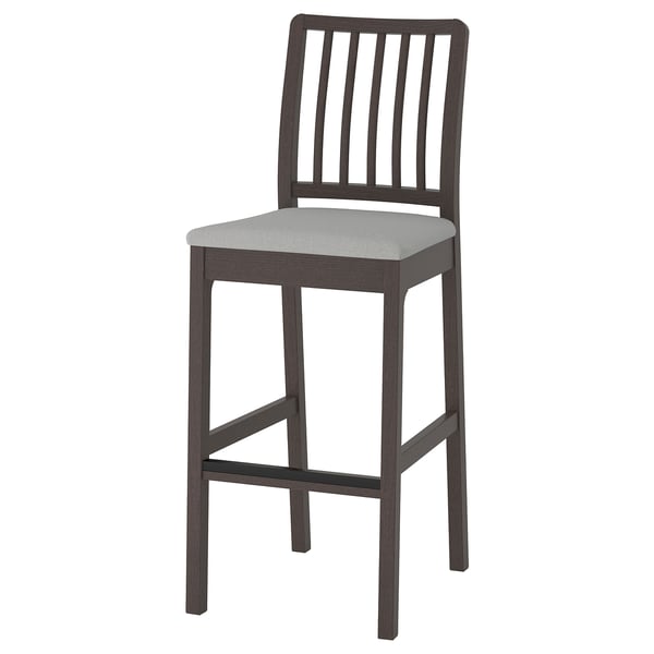 IKEA EKEDALEN Bar stool with backrest dark brown/Orrsta light gray 29 1/2 "