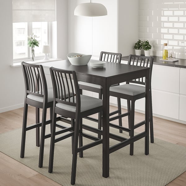 IKEA EKEDALEN / EKEDALEN Bar Table And 4 Bar Stools Dark Brown/Orrsta Light Gray 47 1/4 "