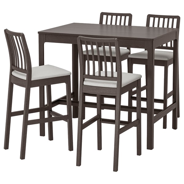 IKEA EKEDALEN / EKEDALEN Bar table and 4 bar stools dark brown/Orrsta light gray 47 1/4 "