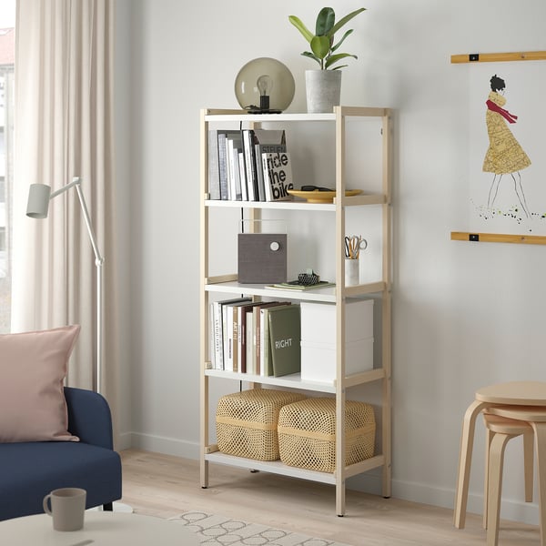 IKEA EKENABBEN Open Shelf Unit Aspen/white 27 1/2x13 3/8x60 5/8 "
