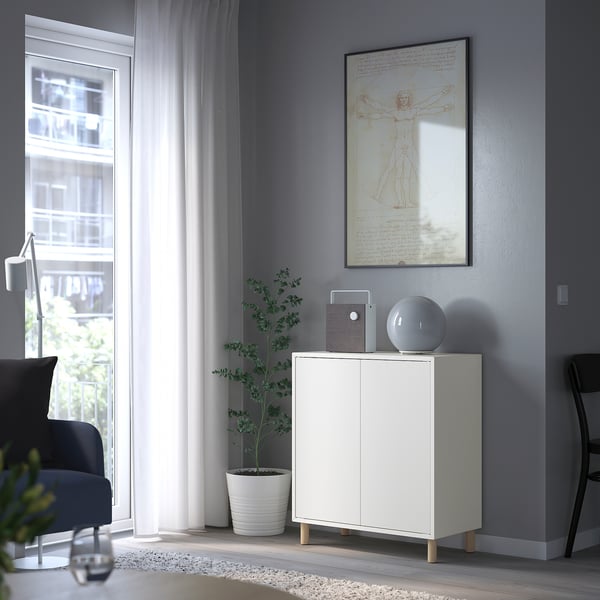 IKEA EKET Storage Combination With Legs White/wood 27 1/2x13 3/4x31 1/2 "
