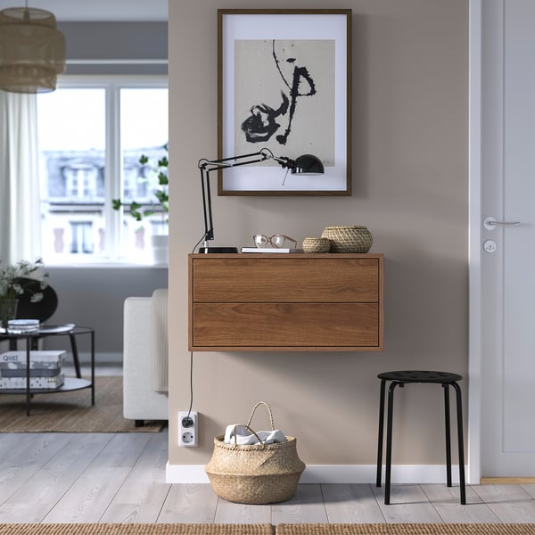 IKEA EKET Wall-mounted Storage Combination With 2 Drawers/walnut Effect 27 1/2x13 3/4x13 3/4 "