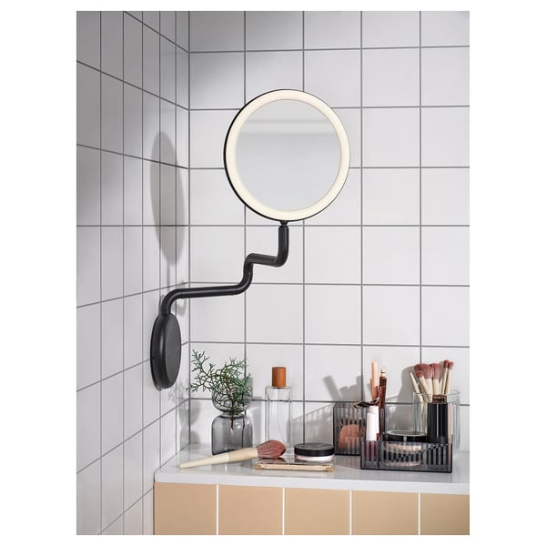 IKEA EKFÄNN Mirror With Built-in Light Dimmable Wall Mounted/black