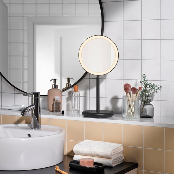 IKEA EKFÄNN Table Mirror W Integrated Lighting Dimmable/black