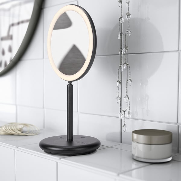 IKEA EKFÄNN Table Mirror W Integrated Lighting Dimmable/black