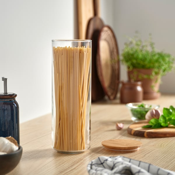 IKEA EKLATANT Jar With Lid Clear Glass/bamboo 61 Oz