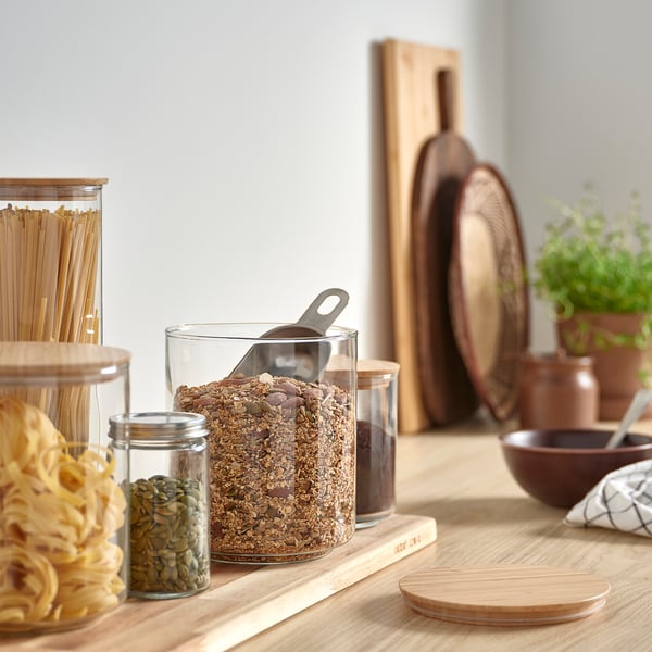 IKEA EKLATANT Jar With Lid Clear Glass/bamboo 78 Oz