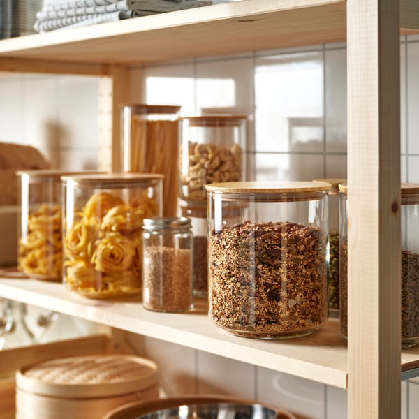 IKEA EKLATANT Jar With Lid Clear Glass/bamboo 78 Oz