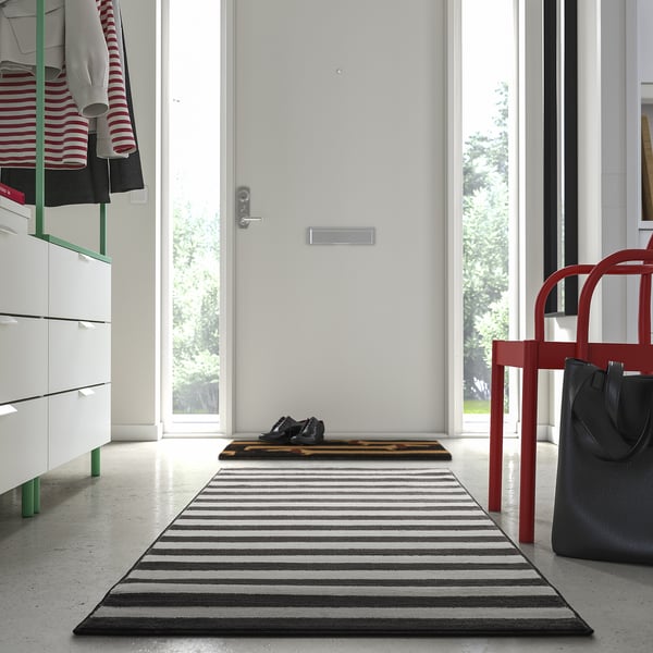 IKEA ELSYSTEM Rug Low Pile Black/white/stripe 2 ' 7 "x6 ' 7 "