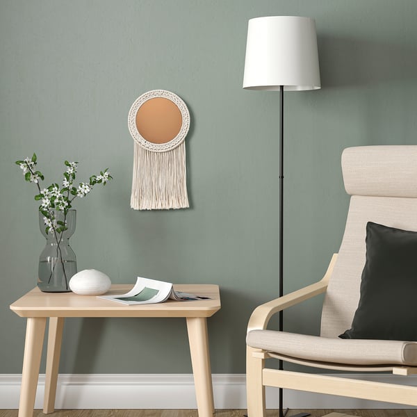 IKEA ENERGISKOG Decorative Mirror With Fringes/beige Copper Color 10 ¼x19 "