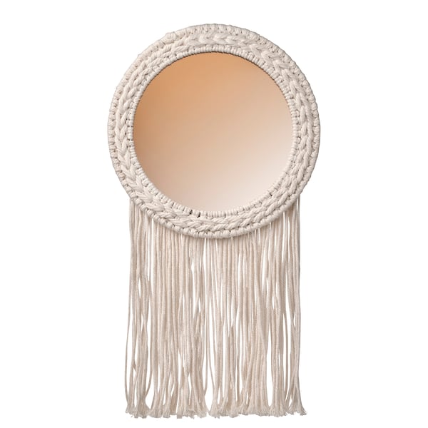 IKEA ENERGISKOG Decorative mirror with fringes/beige copper color 10 ¼x19 "