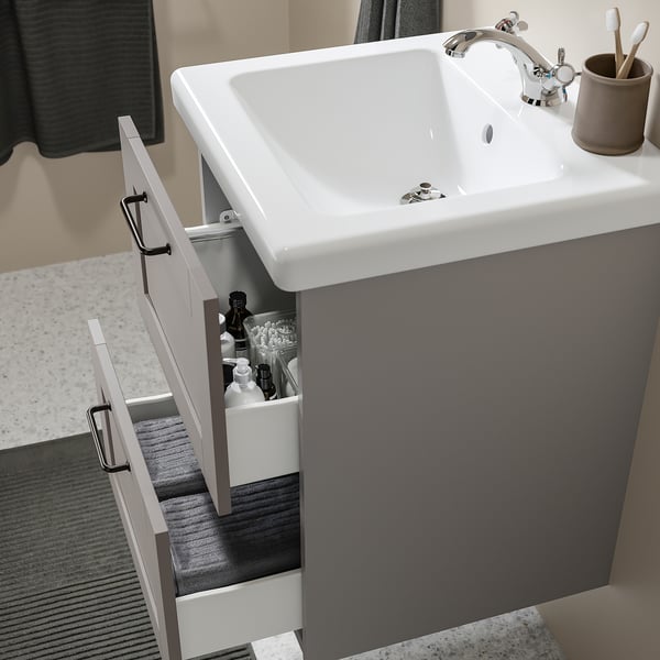 IKEA ENHET / TVÄLLEN Bathroom Vanity With Sink & Faucet Gray/gray Frame 19 5/8x19 1/8x26 "