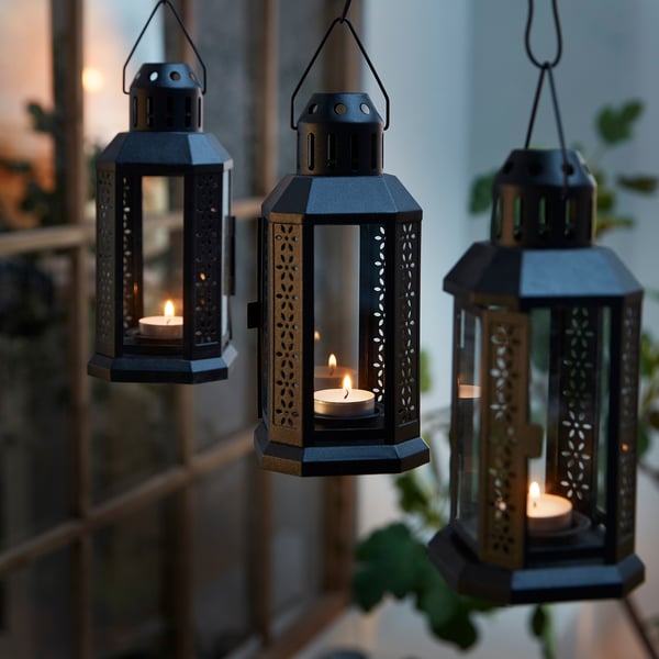 IKEA ENRUM Lantern F/tealight Indoor/outdoor Black 8 ¾ "