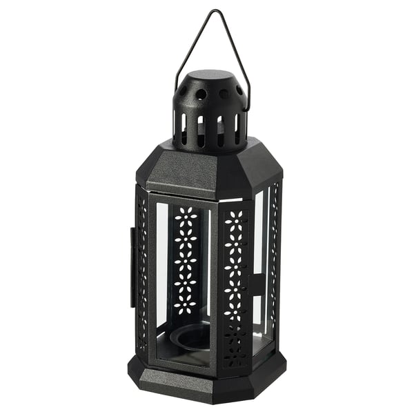 IKEA ENRUM Lantern f/tealight indoor/outdoor black 8 ¾ "