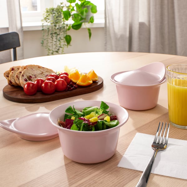 IKEA FÄRGKLAR Baking/serving Dish With Lid Matte Light Pink 6.8 Oz