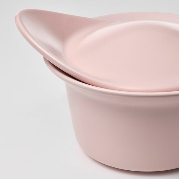IKEA FÄRGKLAR Baking/serving Dish With Lid Matte Light Pink 6.8 Oz