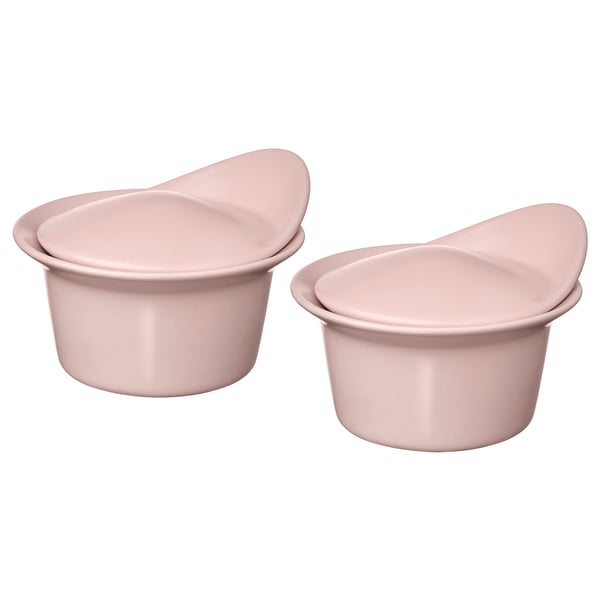 IKEA FÄRGKLAR Baking/serving dish with lid matte light pink 6.8 oz