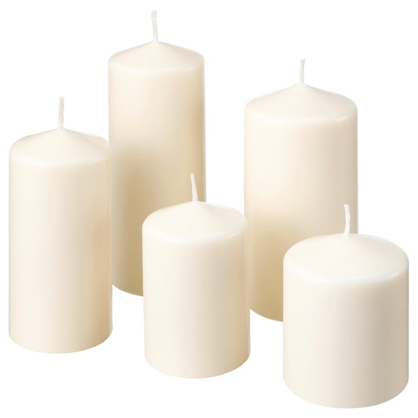 IKEA FENOMEN Unscented block candle set of 5 natural