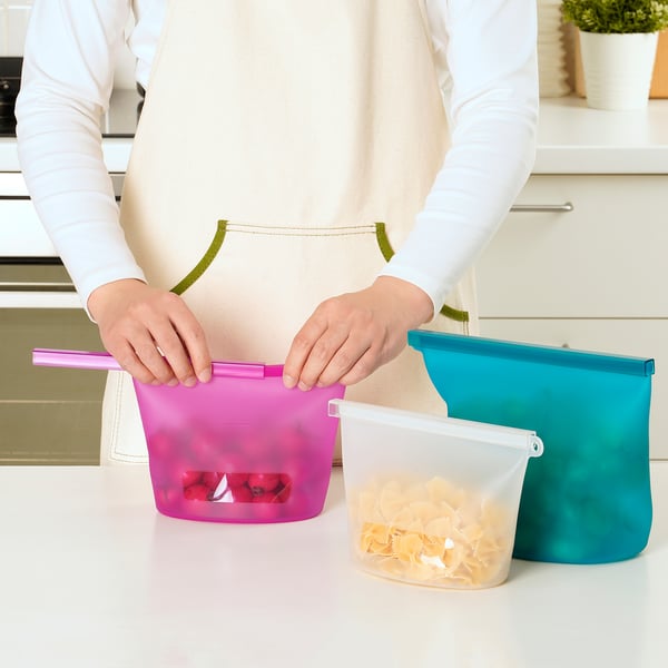 IKEA FILFISK 3-piece Resealable Bag Set Multicolor/silicone 1.1/1.3/2.6 Qt