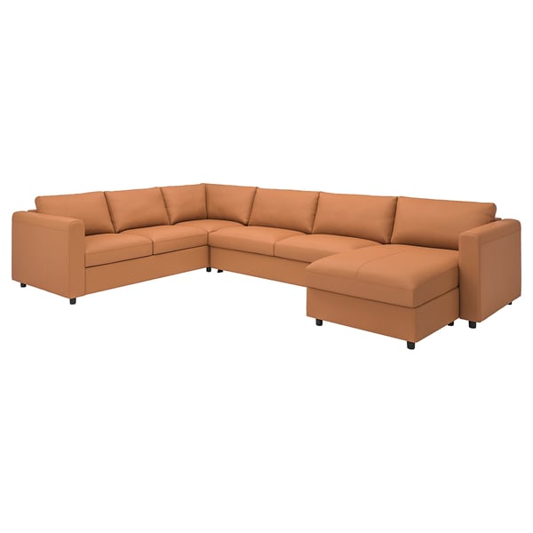 IKEA FINNALA Crnr sleeper sofa 5-seat w chaise Grann/Bomstad golden brown