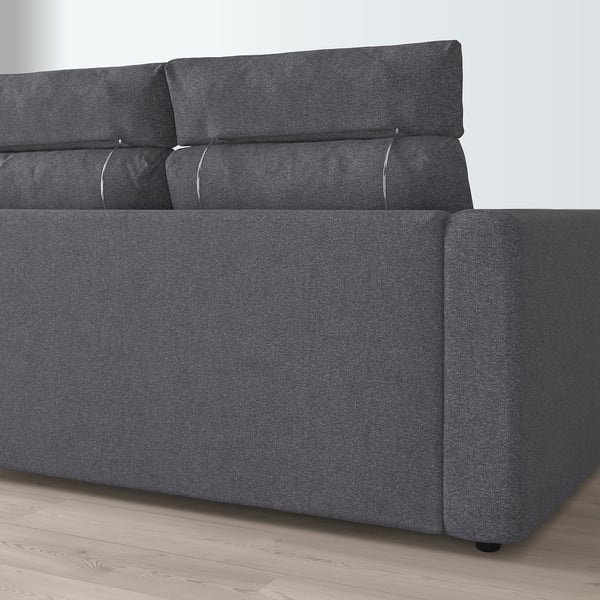 IKEA FINNALA Sectional 4-seat Corner With Open End With Headrests/Gunnared Medium Gray