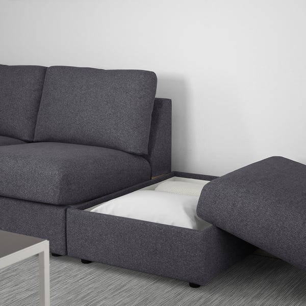 IKEA FINNALA Sectional 4-seat Corner With Open End With Headrests/Gunnared Medium Gray