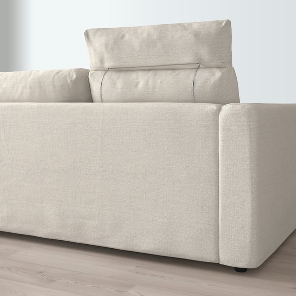 IKEA FINNALA Sofa With Chaise With Headrest/Gunnared Beige