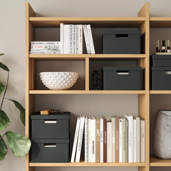 IKEA FJÄDERHARV Storage Box With Lid Anthracite 9 ¾x13 ¾x6 ¼ "